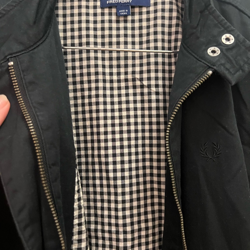 Fred Perry Black Lightweight Jacket with Full-Zip and Checkered Lining